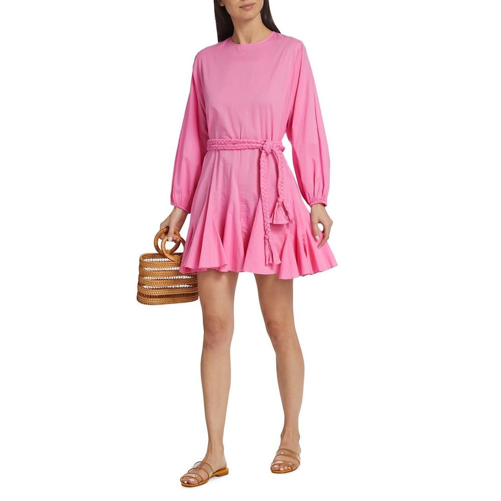RHODE Ella Braided Belt Fit-&-Flare Minidress